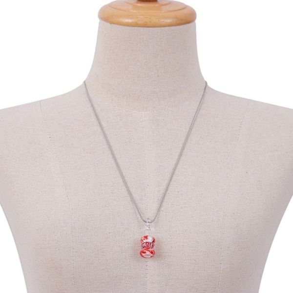 Alternate image for Floral Red and Orange Glass Beaded Pendant Necklace Courageous Amulets