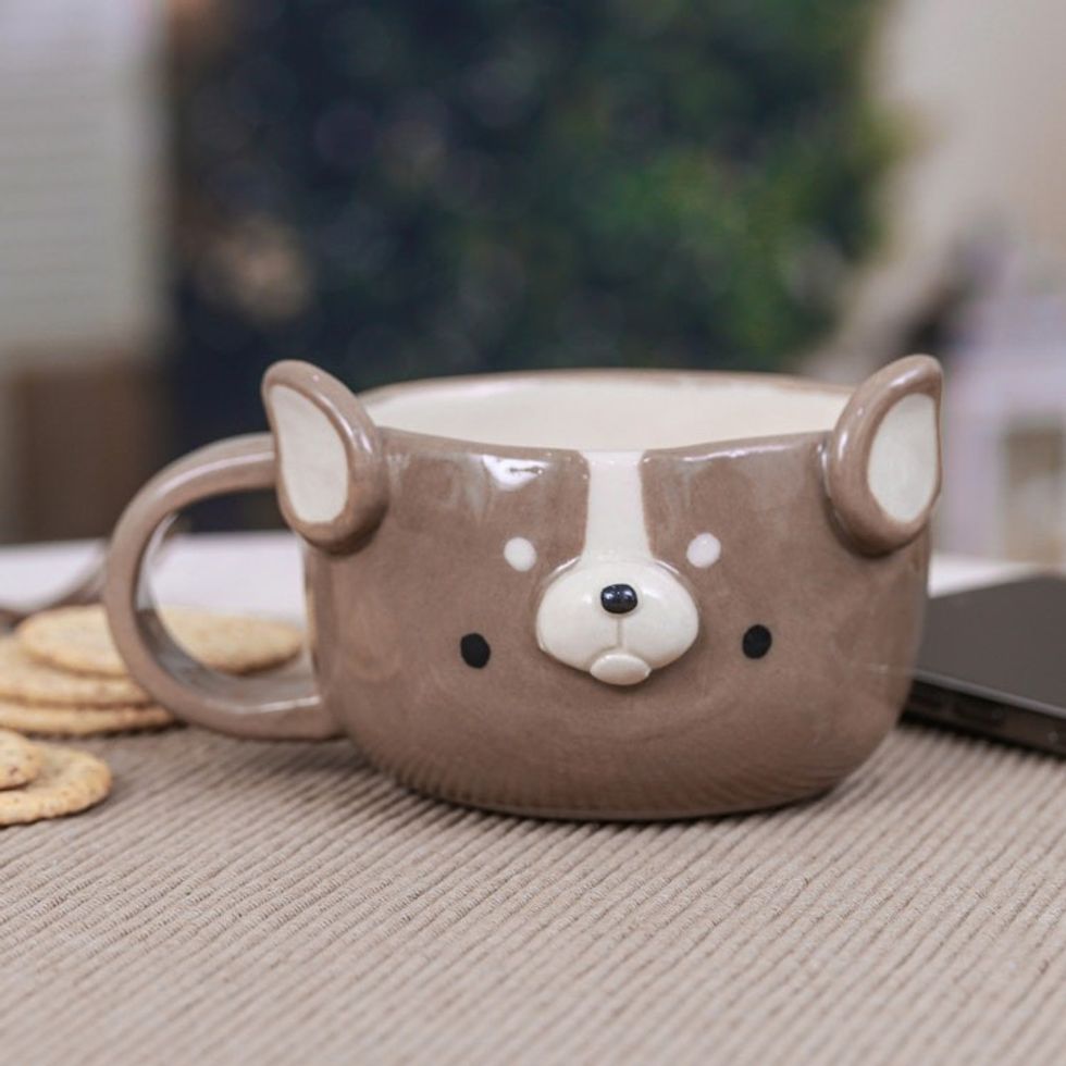 Thai Ceramic 6 oz Bulldog Cup with a Glossy Finish 'Bulldog Elixir'