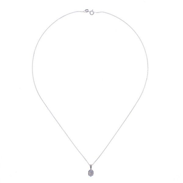 Alternate image for Polished Floral Natural Rainbow Moonstone Pendant Necklace Harmonious Light