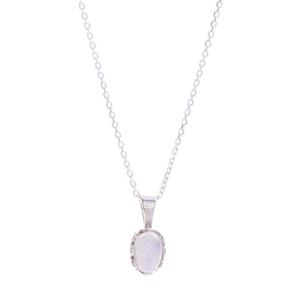 Alternate image for Polished Floral Natural Rainbow Moonstone Pendant Necklace Harmonious Light