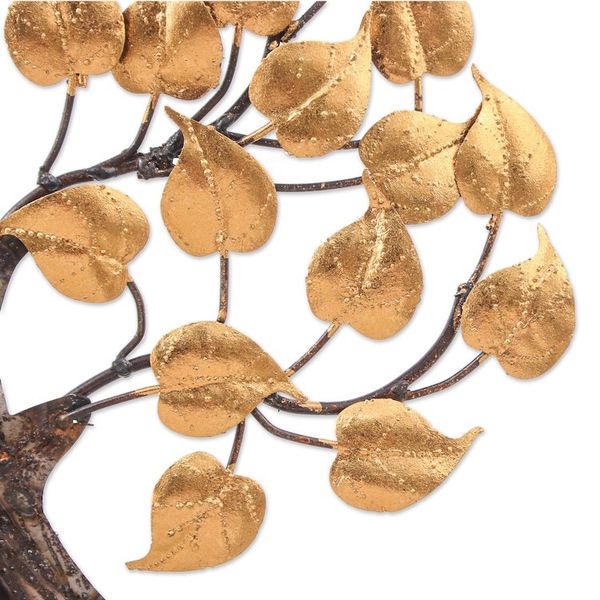 Alternate image for Handmade Gold Foil and Steel Wall Art of Buddha and Tree Buddhas Forest