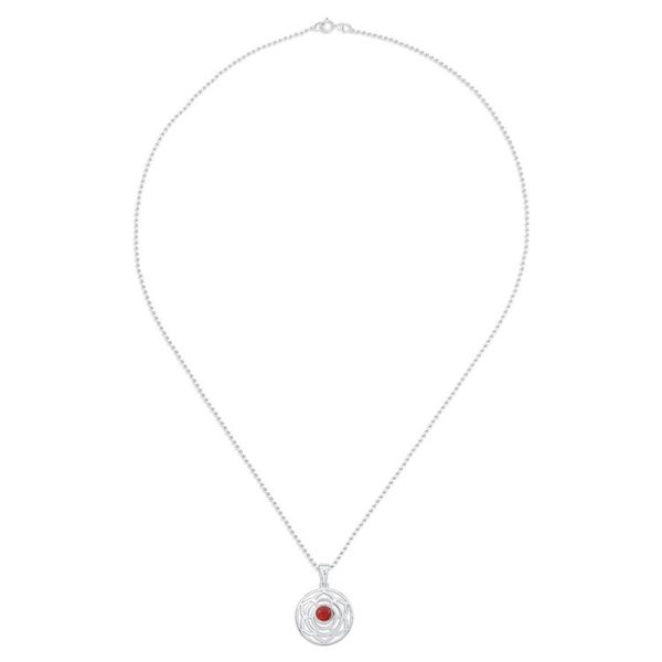 Alternate image for Rose-Themed Natural Carnelian Pendant Necklace from Thailand Fiery Rose