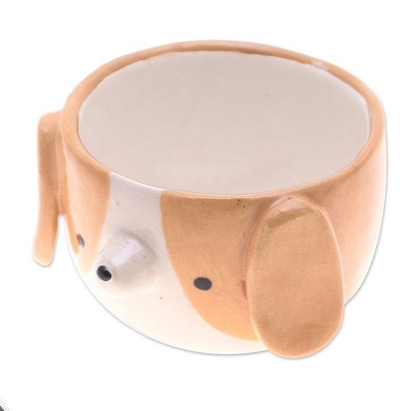Alternate image for Glazed Beagle Dog Ceramic Mini Flower Pot and Saucer Small Beagle Spring