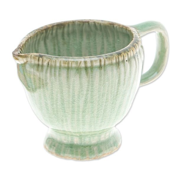 Alternate image for Handcrafted Green Celadon Ceramic Cruet with Crackled Finish Delightful in Green