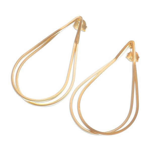 Alternate image for High-Polished Drop-Shaped 18k Gold-Plated Drop Earrings Drops of Glory