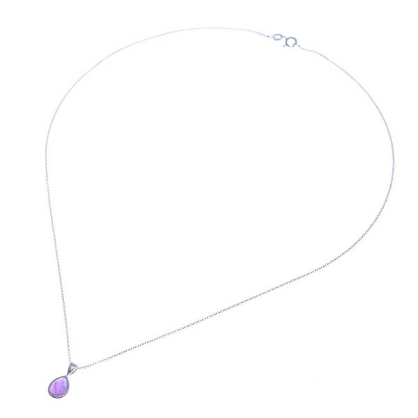 Alternate image for High-Polished Drop-Shaped Amethyst Pendant Necklace Drop for Sages