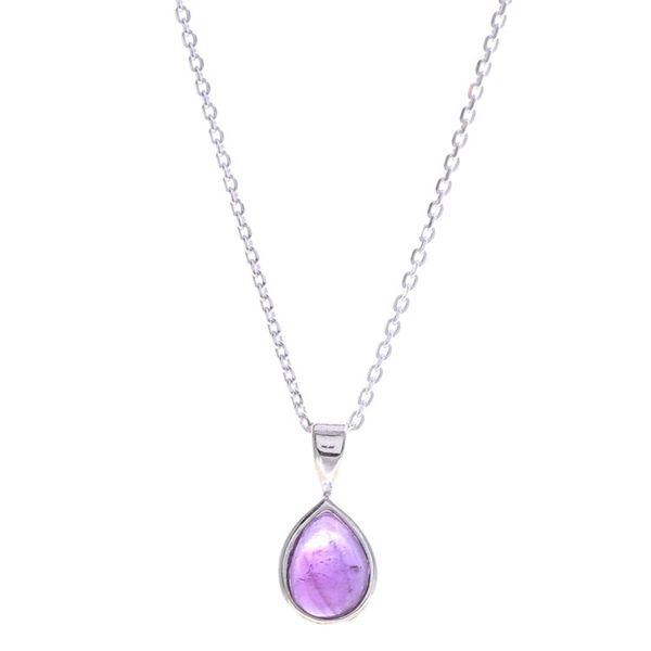 Alternate image for High-Polished Drop-Shaped Amethyst Pendant Necklace Drop for Sages