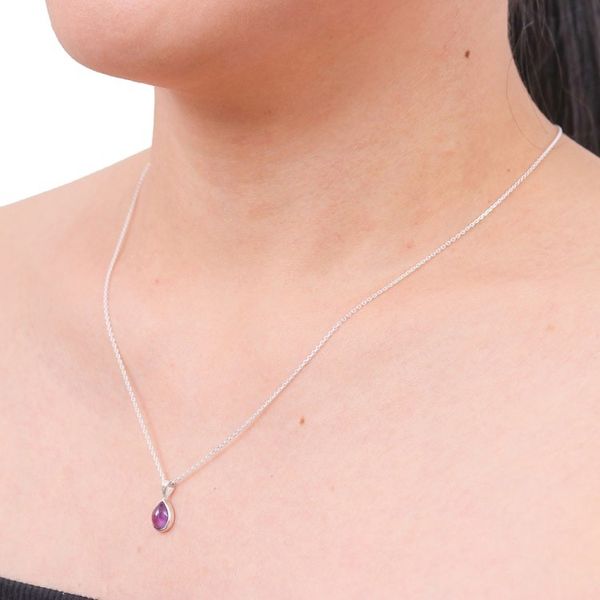 Alternate image for High-Polished Drop-Shaped Amethyst Pendant Necklace Drop for Sages