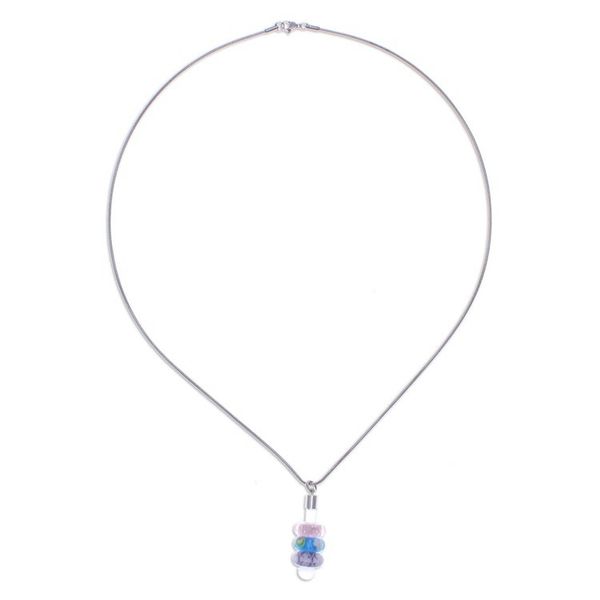 Alternate image for Spring-Themed Necklace with Purple Handblown Glass Pendants Enchanting Amulets