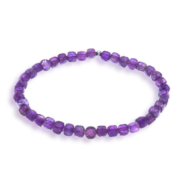 Alternate image for Birthstone 15-Carat Faceted Square Amethyst Stretch Bracelet Wise Colors of Chiang Mai