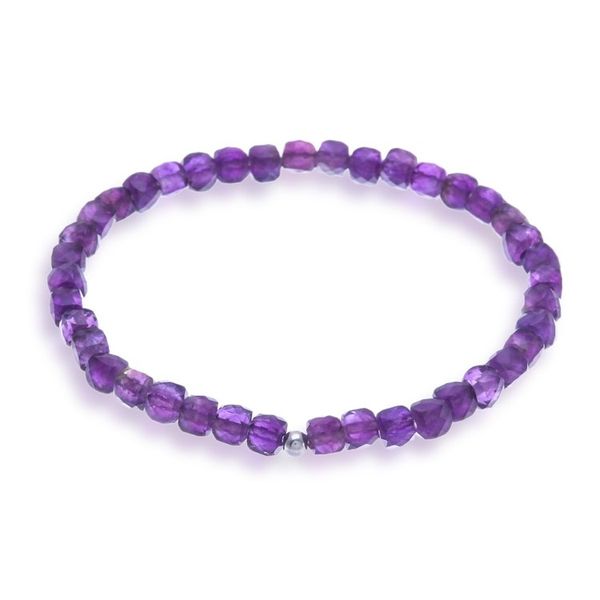 Alternate image for Birthstone 15-Carat Faceted Square Amethyst Stretch Bracelet Wise Colors of Chiang Mai