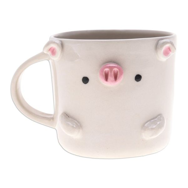 Alternate image for Handmade 9 oz Ceramic Piglet Mug with Glossy Finish Piglet Morning