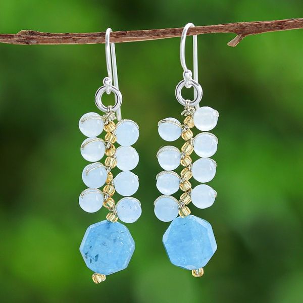 Alternate image for Fair Trade Thai-Made Glass Beaded Blueberry Dangle Earrings Blueberries