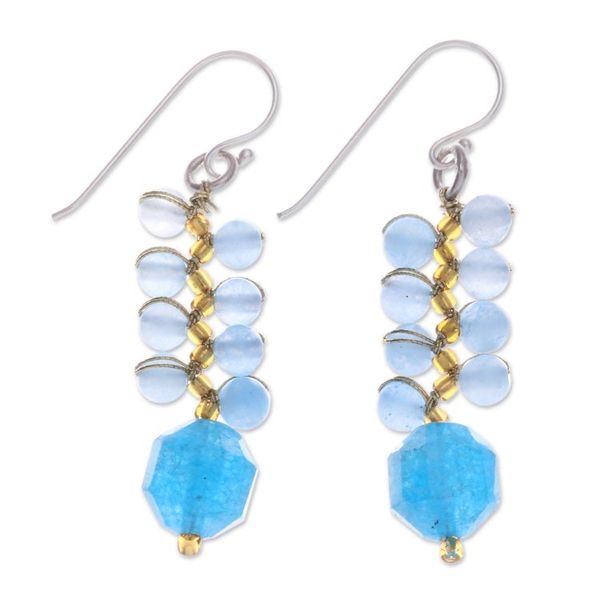 Alternate image for Fair Trade Thai-Made Glass Beaded Blueberry Dangle Earrings Blueberries