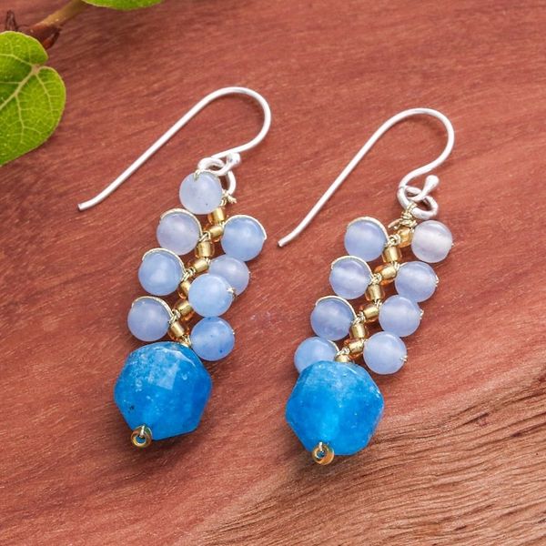 Alternate image for Fair Trade Thai-Made Glass Beaded Blueberry Dangle Earrings Blueberries