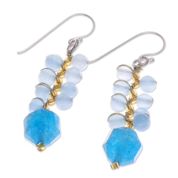 Alternate image for Fair Trade Thai-Made Glass Beaded Blueberry Dangle Earrings Blueberries