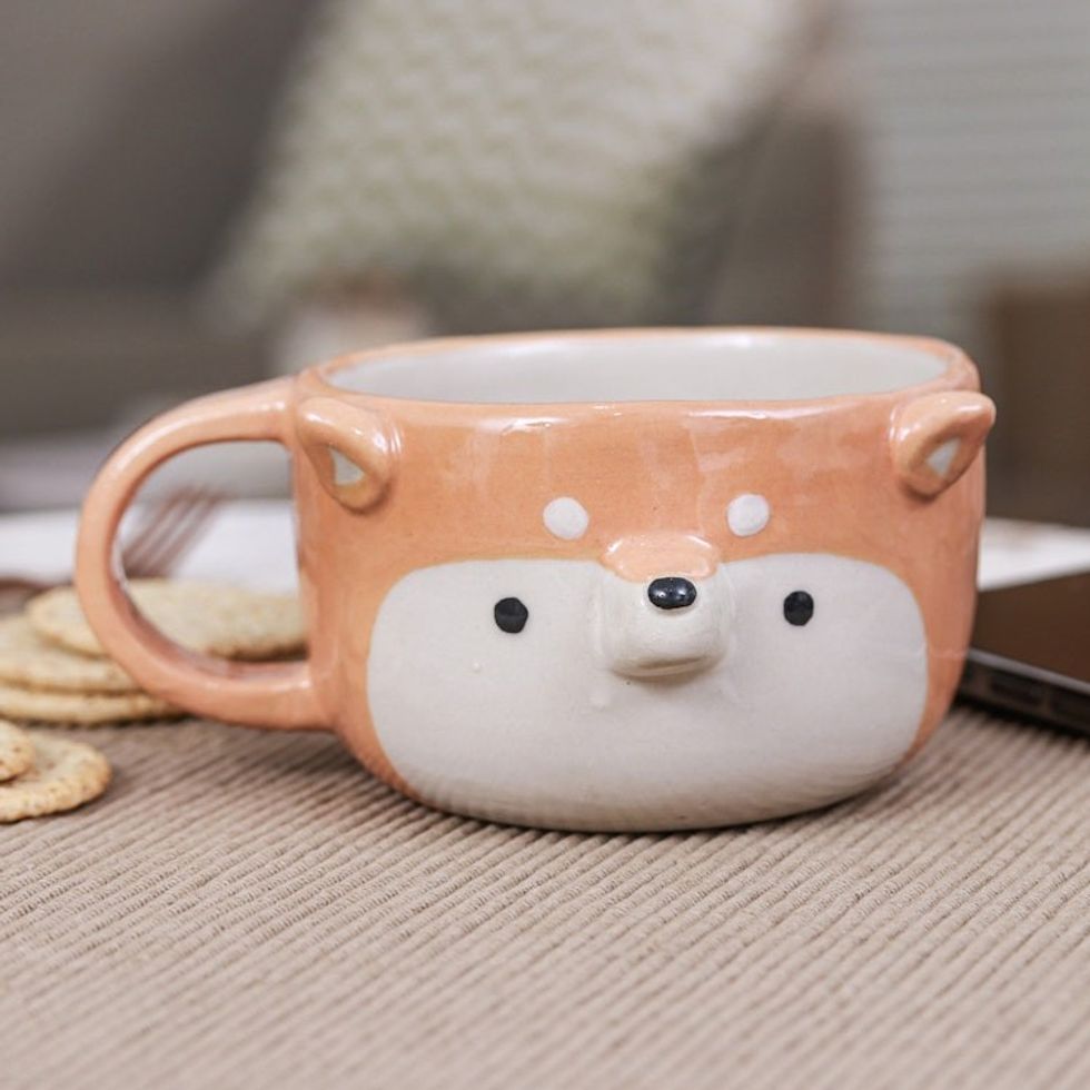 Handmade 6 oz Ceramic Siberian Dog Cup with a Glossy Finish 'Siberian Elixir'