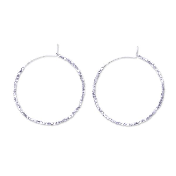 Alternate image for Avant-Garde Geometric Sterling Silver Beaded Hoop Earrings New Nimbus