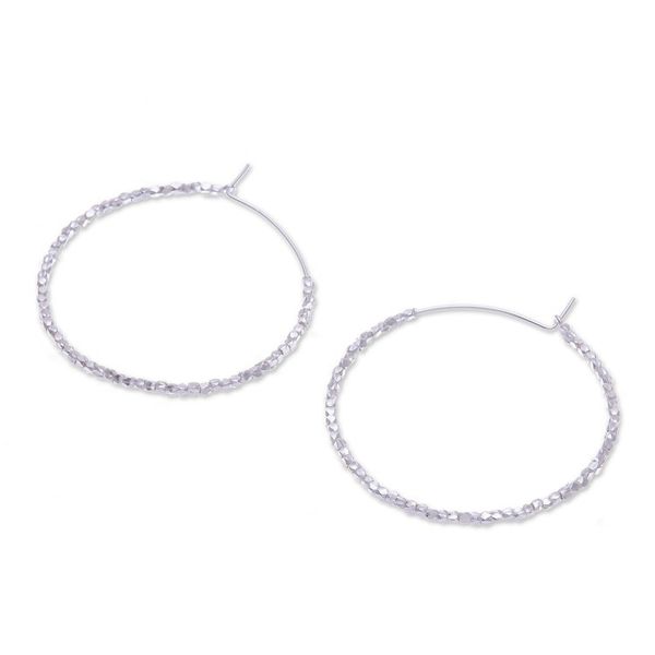 Alternate image for Avant-Garde Geometric Sterling Silver Beaded Hoop Earrings New Nimbus