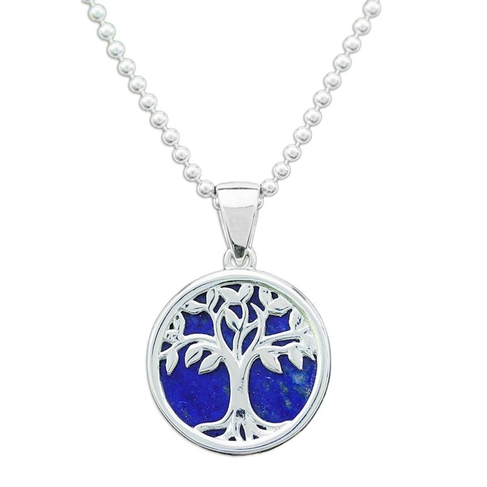 Lapis Lazuli and Sterling Silver Tree of Life Necklace 'Haven in Lapis'