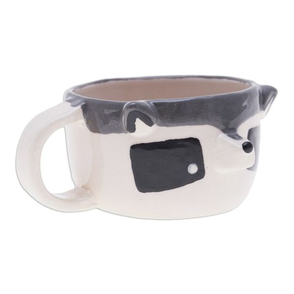 Alternate image for Whimsical 6 oz Ceramic Raccoon Cup with a Glossy Finish Raccoon Elixir