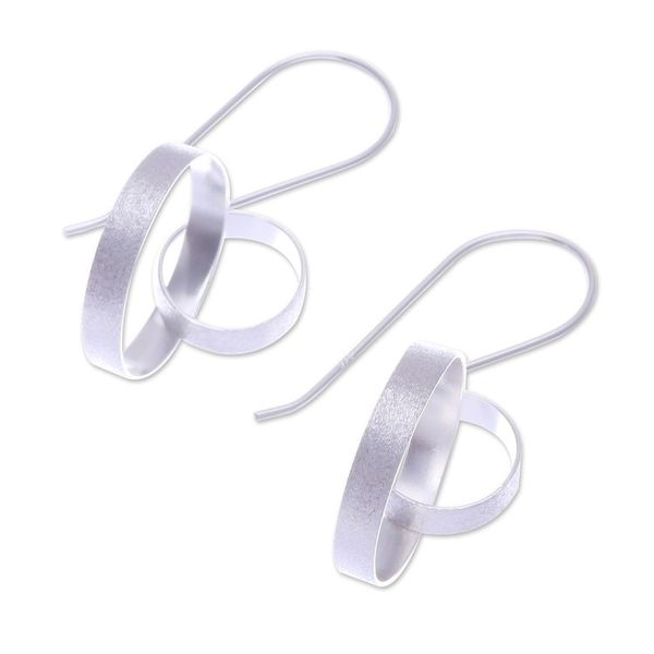 Alternate image for Modern Thai Sterling Silver Ring-Themed Drop Earrings Circular Glam