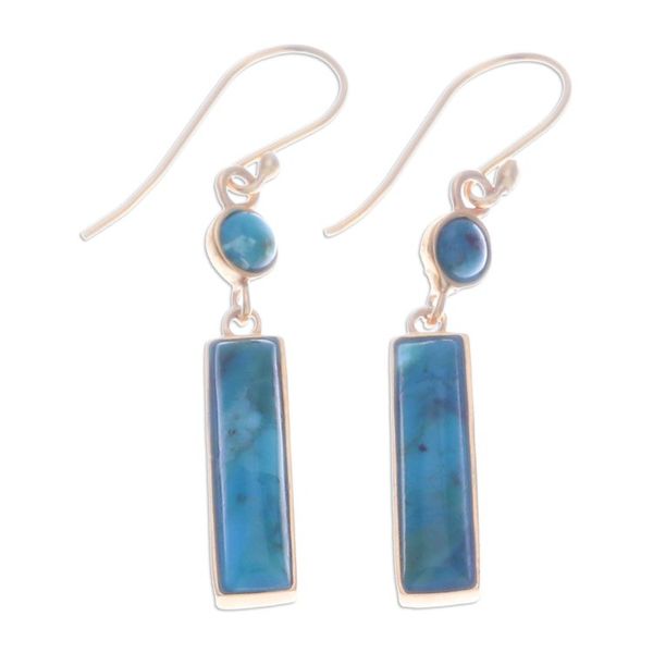 Alternate image for Gold-Plated Reconstituted Turquoise Bar Dangle Earrings Glam Magic
