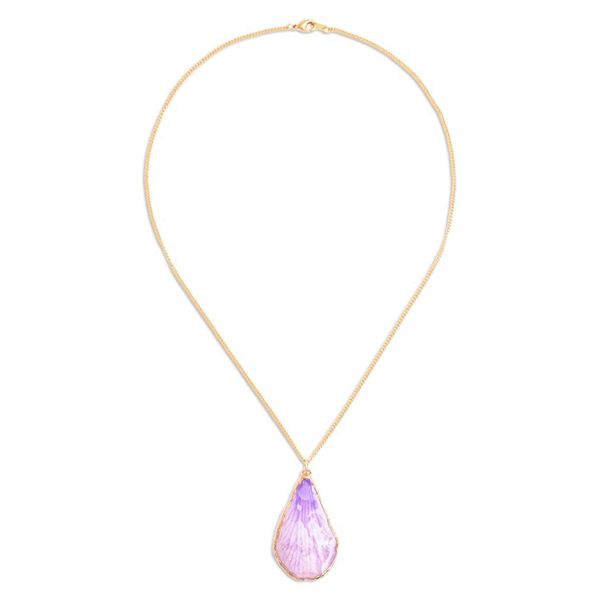 Alternate image for Lavender 22k Gold-Accented Petal-Shaped Pendant Necklace Dreamy Petal
