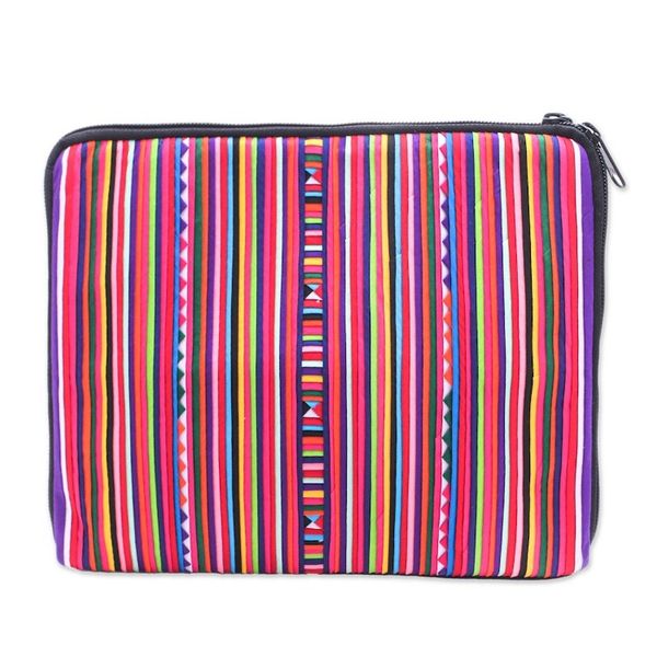 Alternate image for Cotton and Rayon Tablet Bag with Lisu Hill Tribe Applique Lisu Zigzag