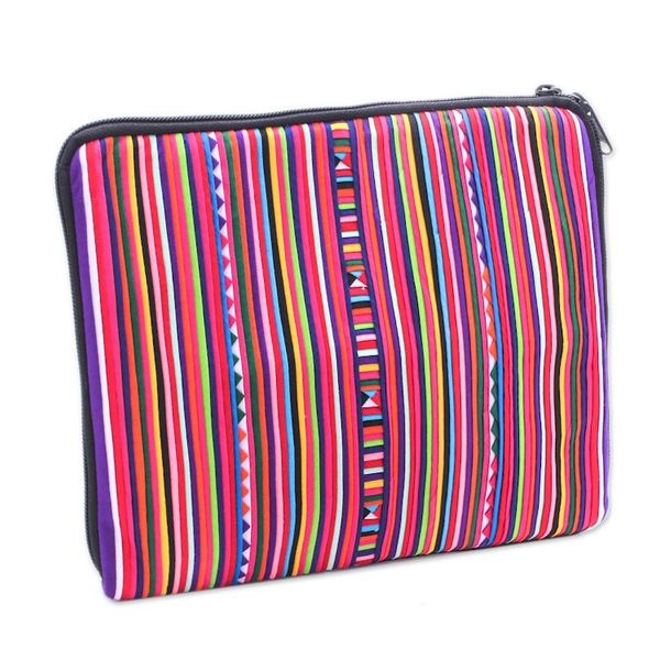 Alternate image for Cotton and Rayon Tablet Bag with Lisu Hill Tribe Applique Lisu Zigzag