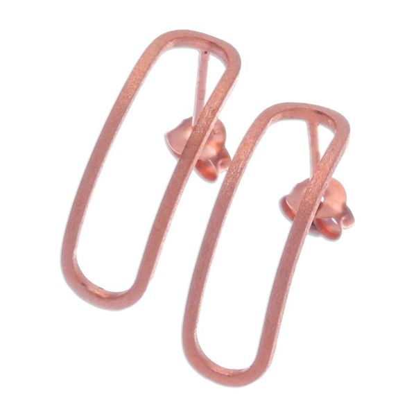 Alternate image for 18k Rose Gold-Plated Rectangular Outline Drop Earrings Gentle Rectangles