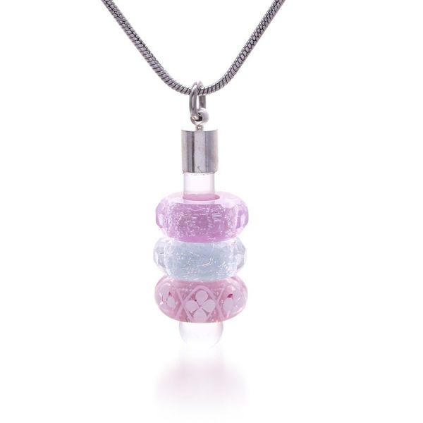 Alternate image for Pink and Blue Handblown Glass Beaded Floral Pendant Necklace Dulcet Amulets