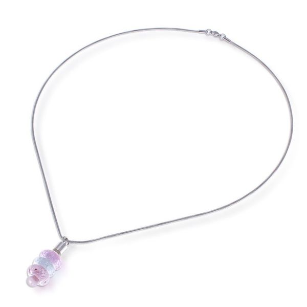 Alternate image for Pink and Blue Handblown Glass Beaded Floral Pendant Necklace Dulcet Amulets