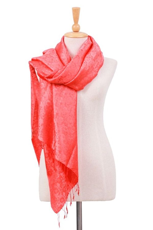 Alternate image for Hand-Dyed Soft Rayon and Silk Blend Shawl in Strawberry Red Strawberry Lady