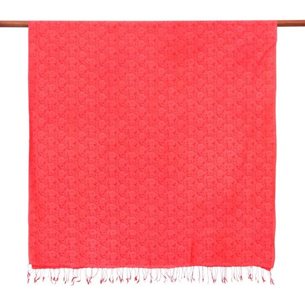 Alternate image for Hand-Dyed Soft Rayon and Silk Blend Shawl in Strawberry Red Strawberry Lady