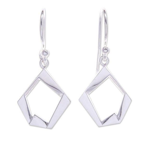 Alternate image for Modern Pentagon-Shaped Sterling Silver Dangle Earrings Sublime Pentagon