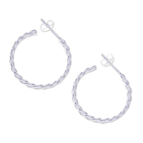 Alternate image for Minimalist-Inspired Sterling Silver Rope Half-Hoop Earrings Utopian Ropes