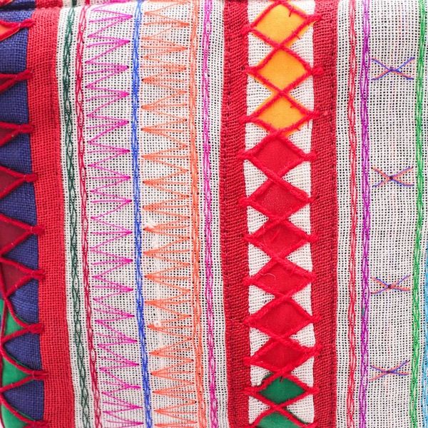 Alternate image for Colorful Cotton Tote Bag with Lahu Hill Tribe Embroidery Carnival of Colors