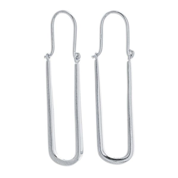 Alternate image for Thai-Made Minimalist Sterling Silver Oblong Hoop Earrings Grand Class