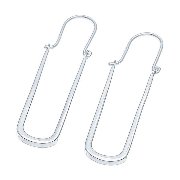 Alternate image for Thai-Made Minimalist Sterling Silver Oblong Hoop Earrings Grand Class