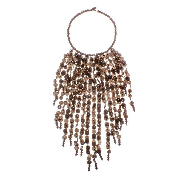 Alternate image for Tropical Wood and Coconut Shell Waterfall Necklace Tropical Waterfall
