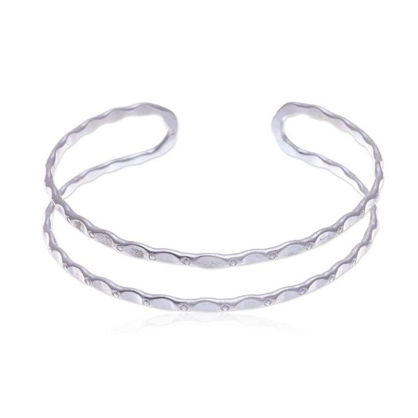 Alternate image for Traditional Artisan-Crafted Sterling Silver Cuff Bracelet Speckled Silhouette