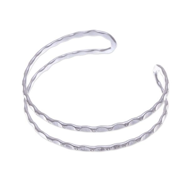 Alternate image for Traditional Artisan-Crafted Sterling Silver Cuff Bracelet Speckled Silhouette