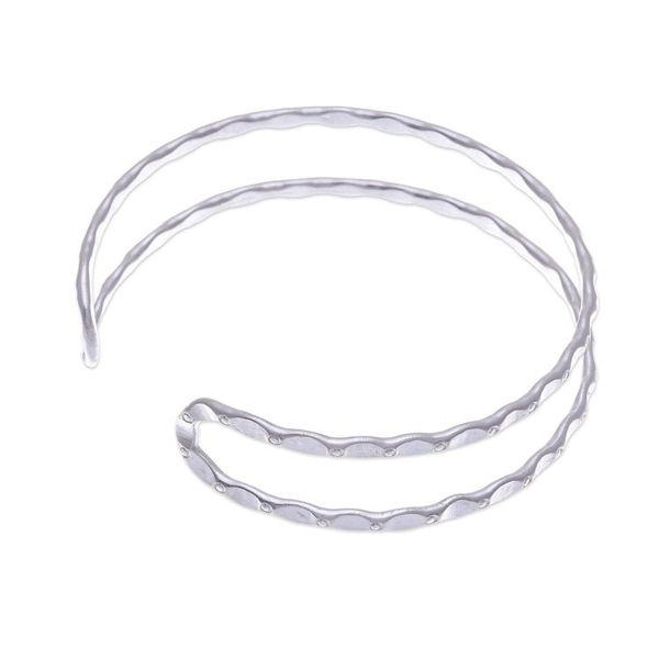 Alternate image for Traditional Artisan-Crafted Sterling Silver Cuff Bracelet Speckled Silhouette