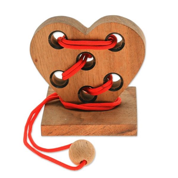 Alternate image for Handcrafted Heart-Shaped Wood Disentanglement Puzzle Game Heart Embrace