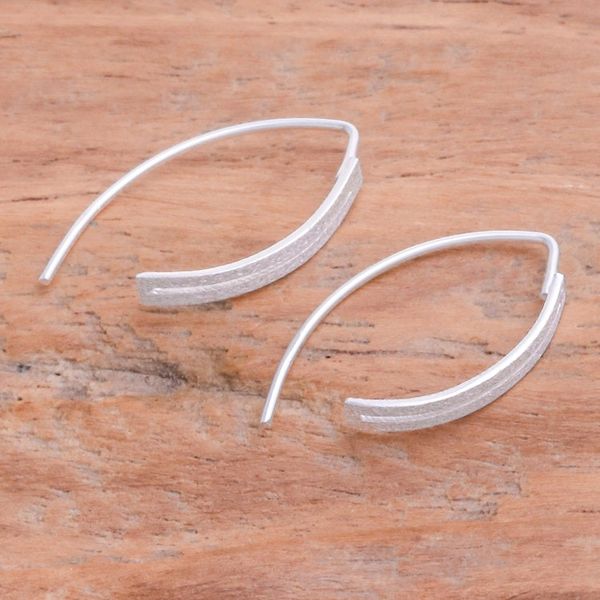 Alternate image for Modern Openwork Sterling Silver Drop Earrings from Thailand Modern Shine