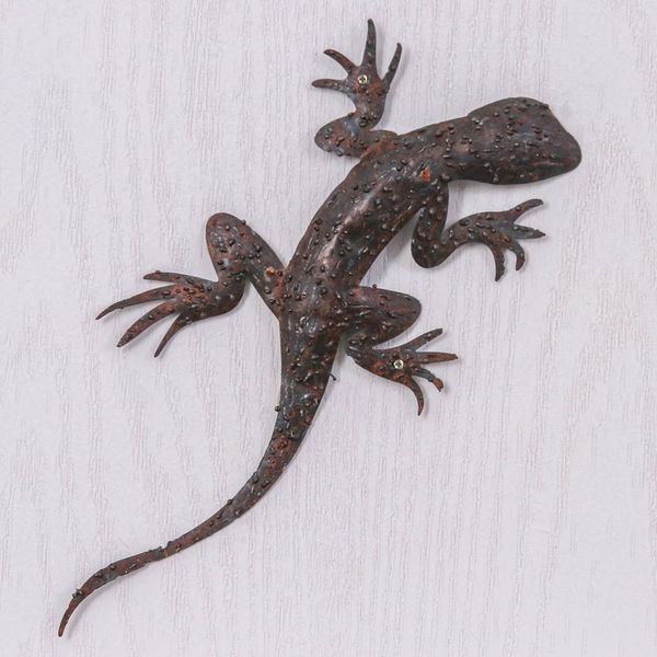Alternate image for Handcrafted Salamander-Shaped Brown Iron Wall Art Sylvan Salamander