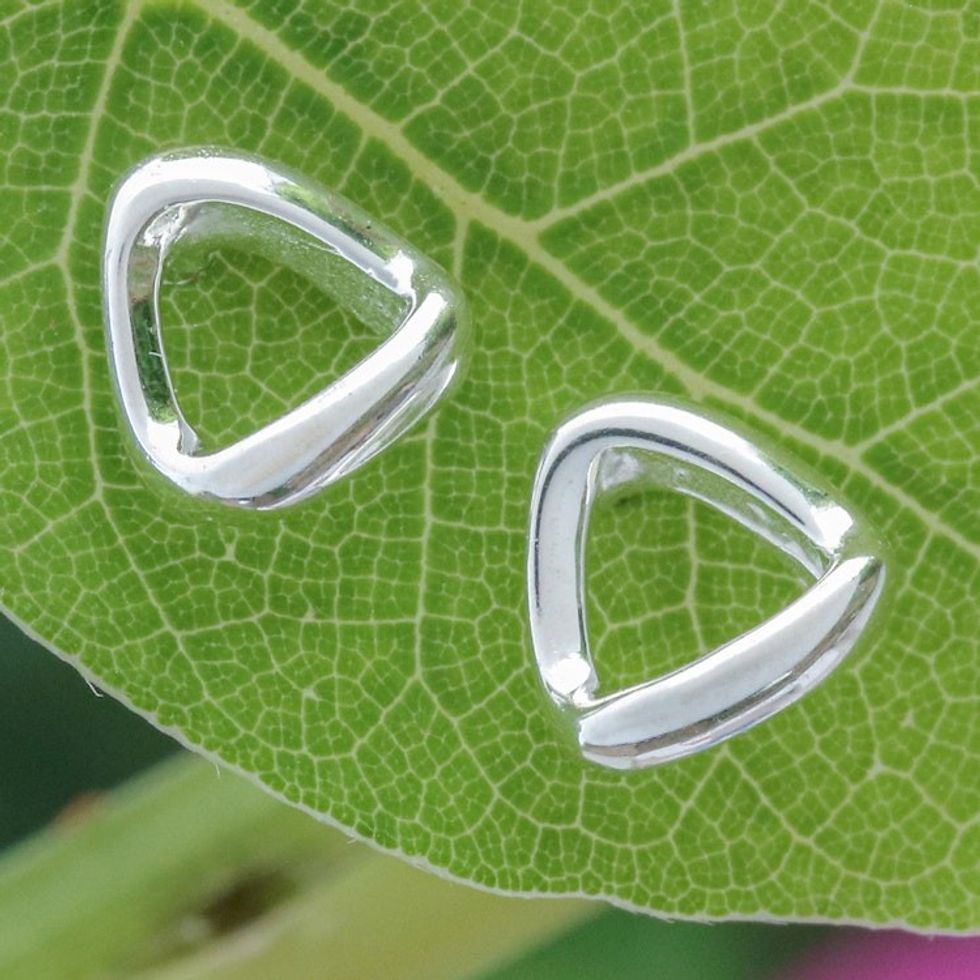 High-Polished Triangle Sterling Silver Stud Earrings 'Triangles of Heaven'