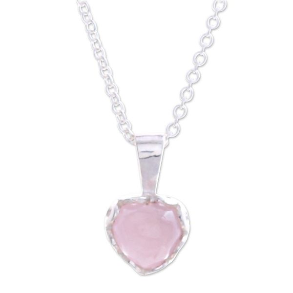 Alternate image for Heart-Shaped Rose Quartz Cabochon Pendant Necklace Heart of Kindness