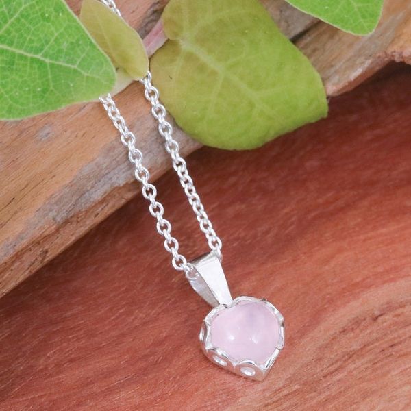 Alternate image for Heart-Shaped Rose Quartz Cabochon Pendant Necklace Heart of Kindness